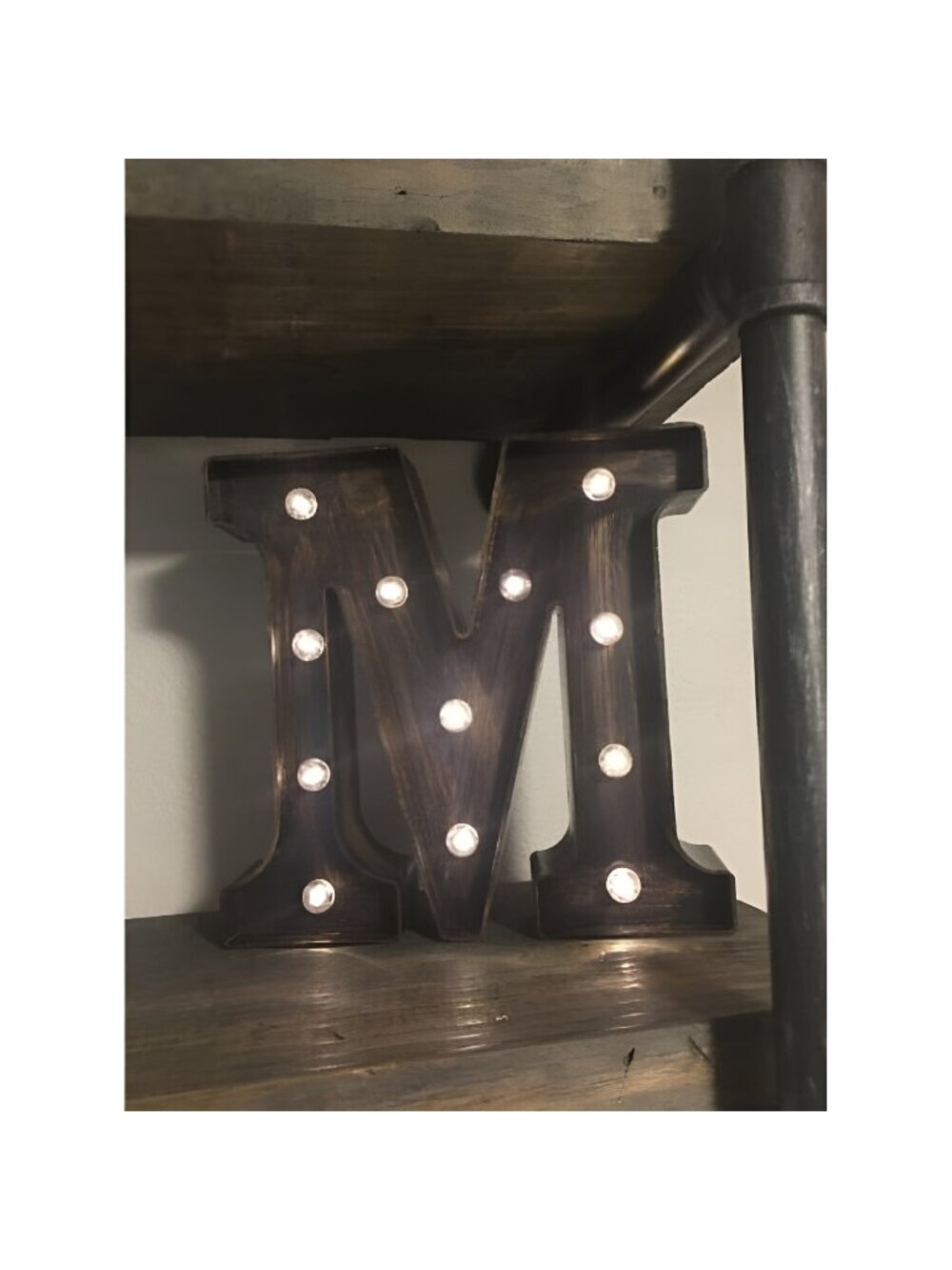 1 pc Golden Black Led Marquee Letter - Industrial, Vintage Style Light Up